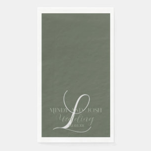 Servilleta De Papel Guión romántico Sage Green Boda inicial