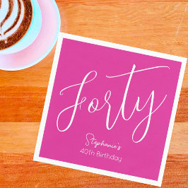 Servilleta De Papel Guión rosa rosado 40. Fiesta de cumpleaños