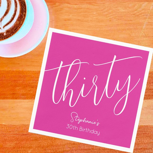 Servilleta De Papel Guión rosado rosado 30 cumpleaños Fiesta (Subido por el creador)