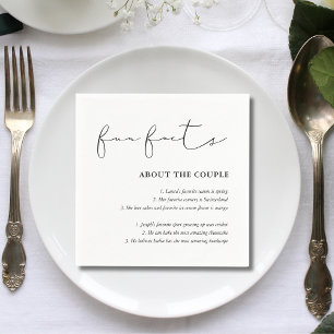 Servilleta De Papel Guión simple Boda blanco negro datos divertidos