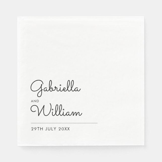 Servilleta De Papel Guión simple en blanco y negro (Anverso)