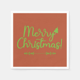 Servilleta De Papel Guión simple Feliz Navidad en papel rojo-marrón