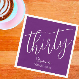 Servilleta De Papel Guión simplemente moderno Otoño Morado 30 cumpleañ