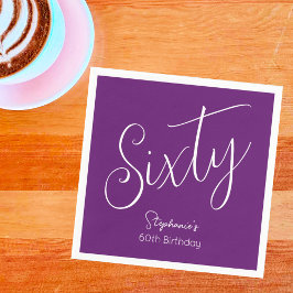 Servilleta De Papel Guión simplemente moderno Otoño Morado 60 cumpleañ