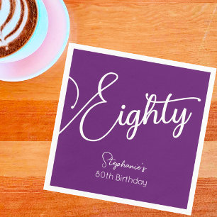 Servilleta De Papel Guión simplemente moderno Otoño Morado 80 cumpleañ