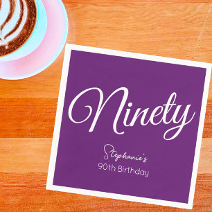 Servilleta De Papel Guión simplemente moderno Otoño Morado 90 cumpleañ