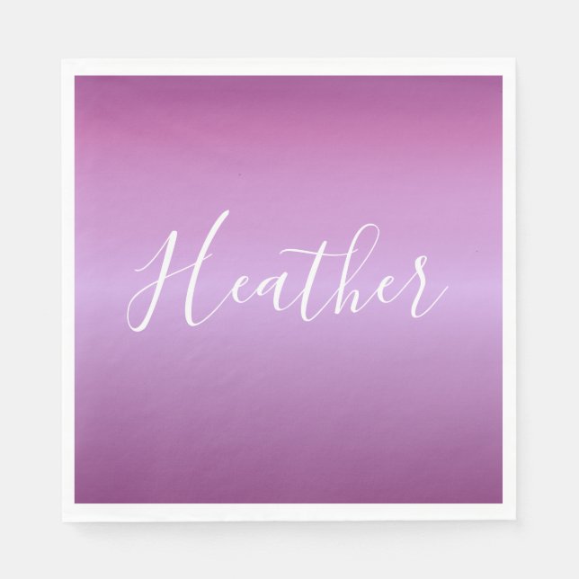 Servilleta De Papel Guión violeta púrpura y blanco Personalizado (Anverso)