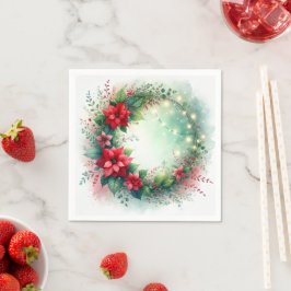 Servilleta De Papel Guirnalda caprichosa de Navidad con flor de pascua