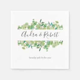 Servilleta De Papel Guirnalda de boda de eucalipto verde