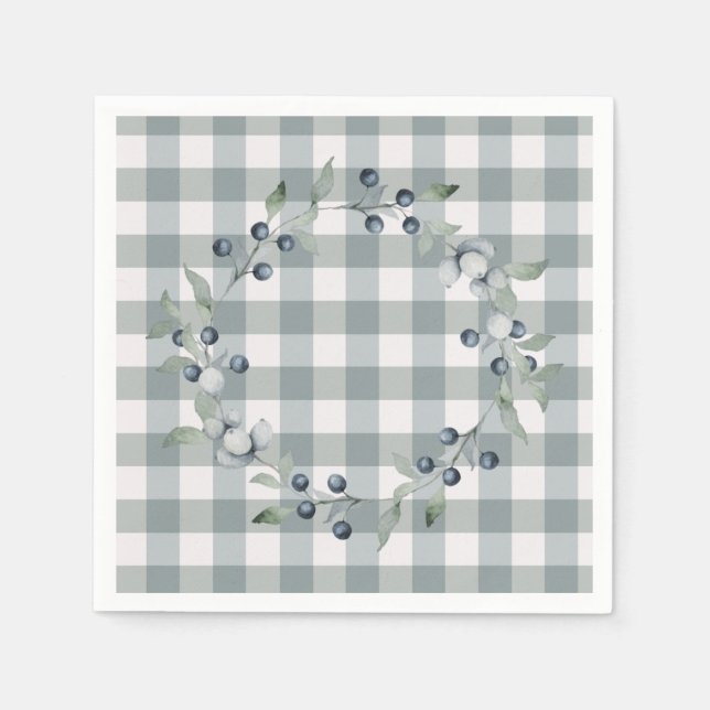 Servilleta De Papel Guirnalda de cuadros verdes de búfalo Pretty (Anverso)