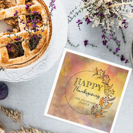 Servilleta De Papel Guirnalda de Doodle Leaves y Berries Acción de Gra