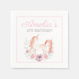 Servilleta De Papel Guirnalda de flores de unicornio mágico Cumpleaños