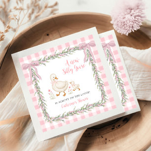 Servilleta De Papel Guirnalda de gingham rosa Silly Goose Baby Shower