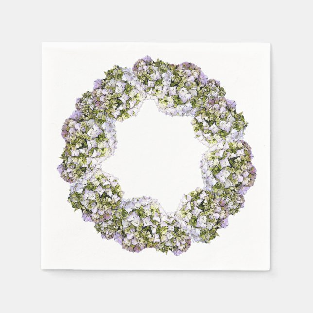 Servilleta De Papel Guirnalda de Hortensias (Anverso)