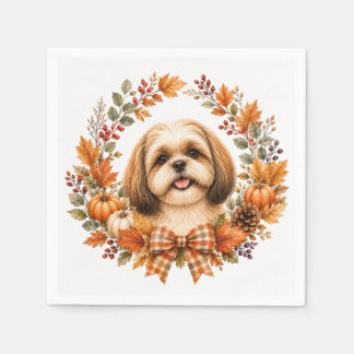 Servilleta De Papel Guirnalda de otoño Shih Tzu