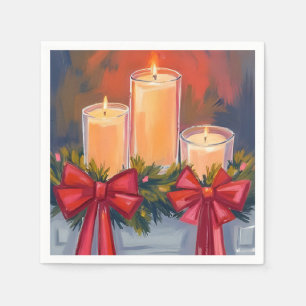 Servilleta De Papel Guirnalda de velas de Navidad Pintura acuarela