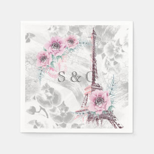 Servilleta De Papel Guirnalda elegante de flores rosas.