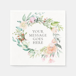 Servilleta De Papel Guirnalda floral de rosa personalizada