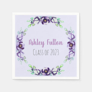 Servilleta De Papel guirnalda floral púrpura - clase de 2018