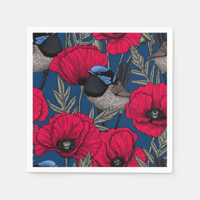 Servilleta De Papel Guirnaldas y amapolas (Anverso)
