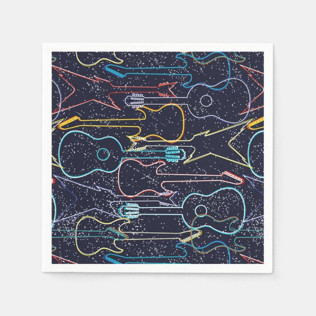 Servilleta De Papel Guitar Birthday Party Music (Anverso)