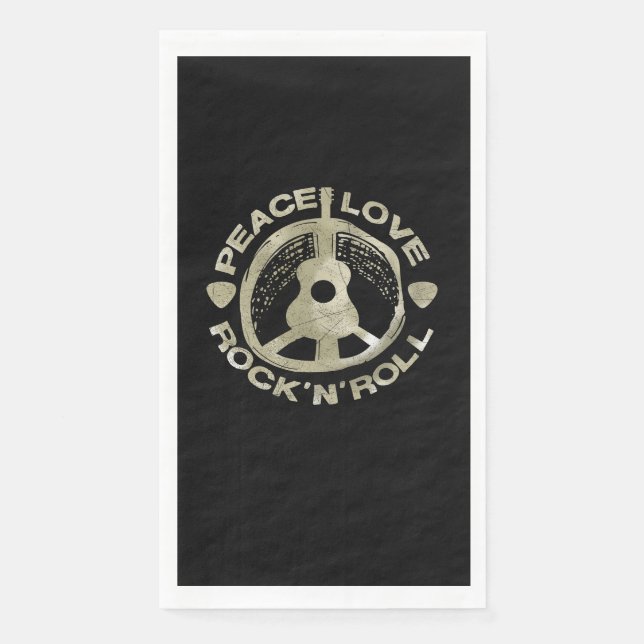 Servilleta De Papel Guitar Lover | Peace Love Rock'N'Roll (Anverso)