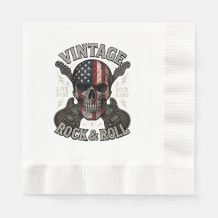 Servilleta De Papel Guitar Rock Retro Bandera Americana Calavera Vinta