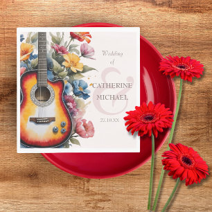 Servilleta De Papel Guitar Wildflower Ampersand Musical Boda