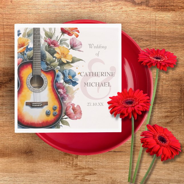Servilleta De Papel Guitar Wildflower Ampersand Musical Boda (Subido por el creador)