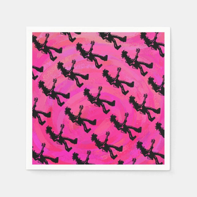 Servilleta De Papel Guitarra Boogie Noches De Nueva York Rosa Caliente (Anverso)