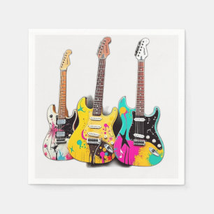 Servilleta De Papel Guitarra de estilo graffiti con notas musicales