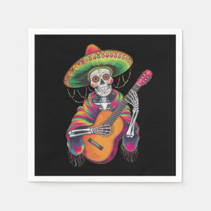 Servilleta De Papel Guitarra de fiesta de cráneo de esqueleto del Cinc