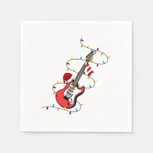 Servilleta De Papel Guitarra eléctrica Santa Claus Navidades de música