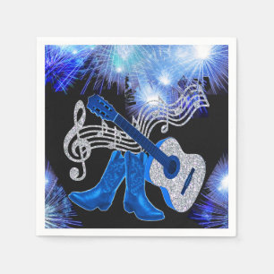 Servilleta De Papel Guitarra Fiesta Occidental Y Cowboy Boots Napkins