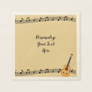 Servilleta De Papel Guitarra musical y Fiesta personalizado de música