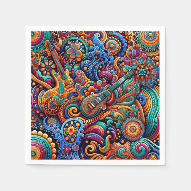 Servilleta De Papel Guitarras de mandala batik (Anverso)