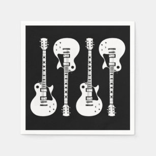 Servilleta De Papel Guitarras Eléctricas Gráfico en Blanco