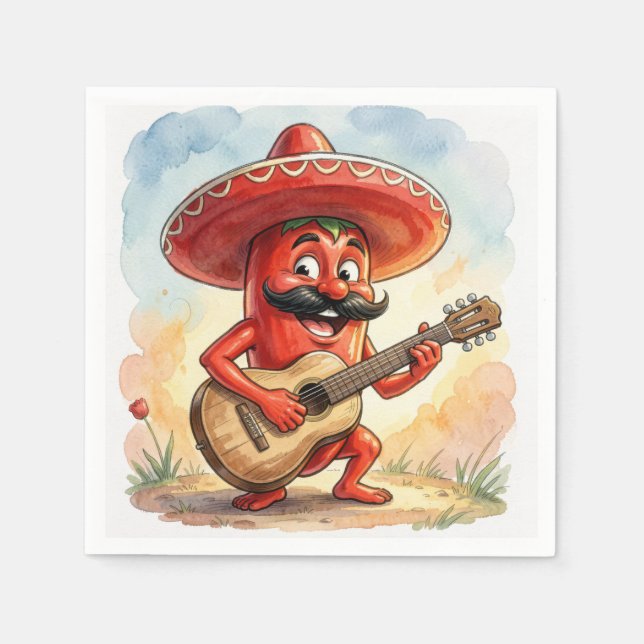 Servilleta De Papel Guitarrista de Chili Cinco de Mayo (Anverso)