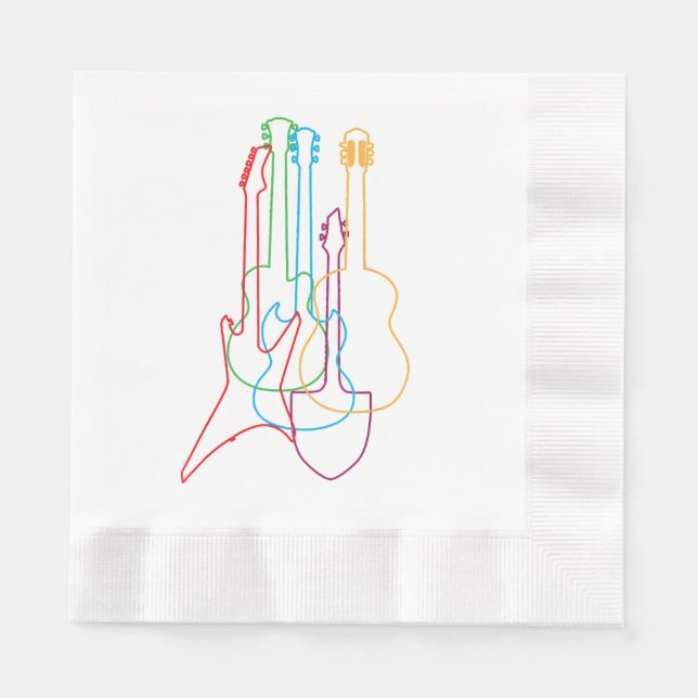 Servilleta De Papel Guitars Regalo clásico eléctrico acústico (Anverso)