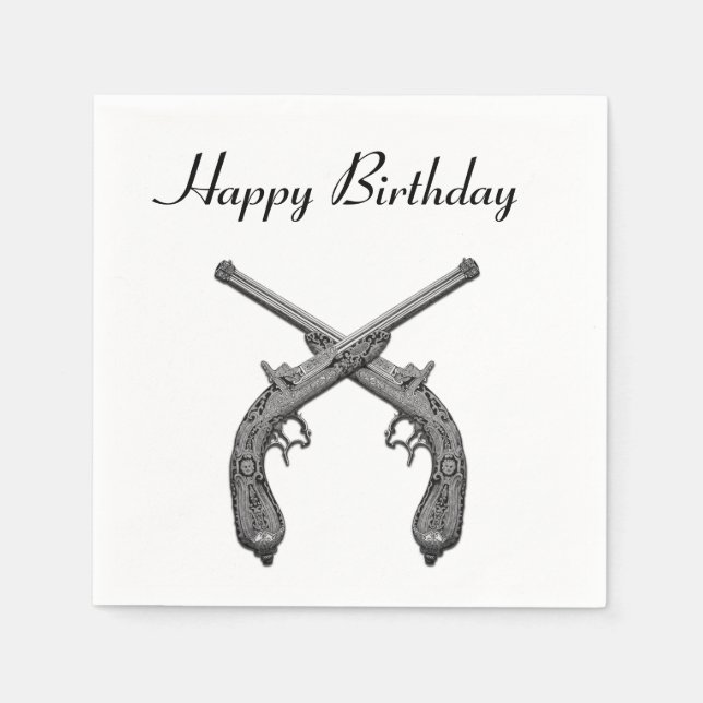 Servilleta De Papel Guns Happy Birthday (Anverso)