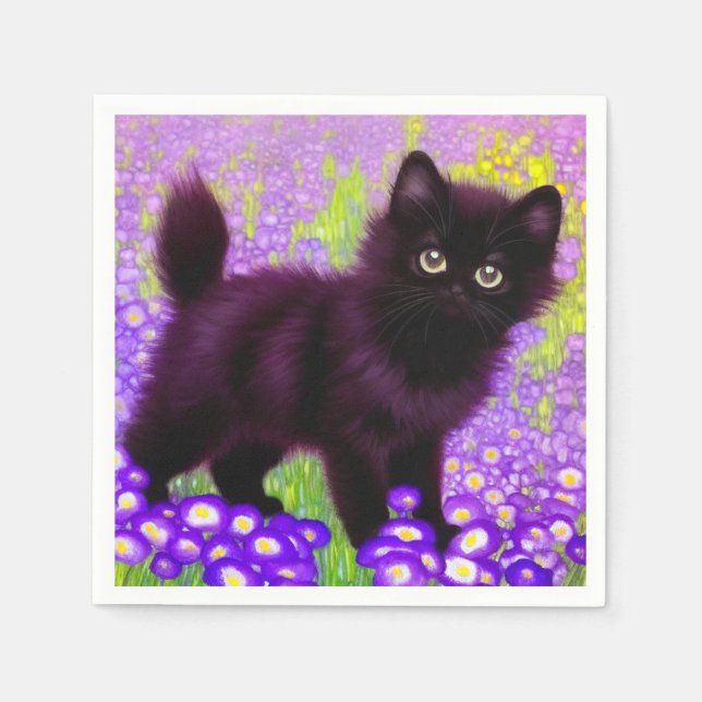 Servilleta De Papel Gustav Klimt Black Kitten (Anverso)