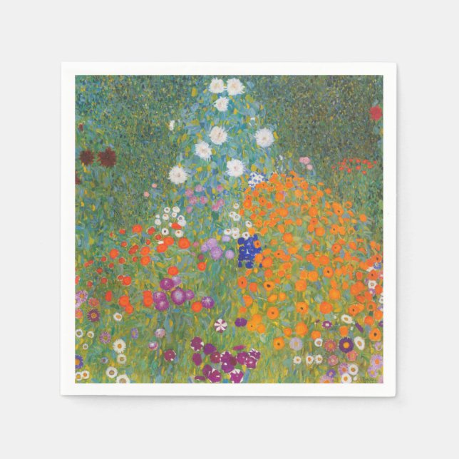 Servilleta De Papel Gustav Klimt Flor Jardín Naturaleza (Anverso)