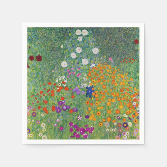Servilleta De Papel Gustav Klimt Flower Garden Vintage Art Nouveau (Anverso)