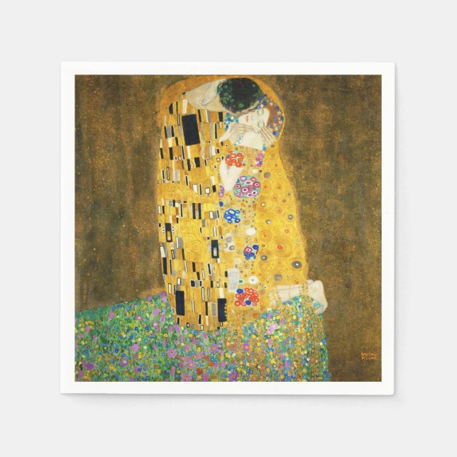 Servilleta De Papel Gustav Klimt La Pintura Art Nouveau del Kiss (Anverso)