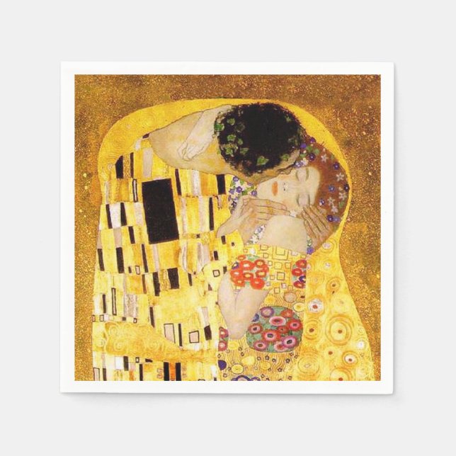 Servilleta De Papel Gustav Klimt La Pintura Clásica Del Beso (Anverso)