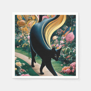 Servilleta De Papel Gustav Klimt Style Black Cat Art