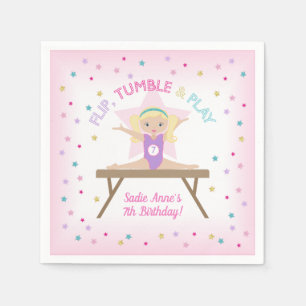 Servilleta De Papel Gymnast Blonde Gymnastics Jump Birthday Party
