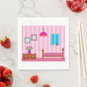 Servilleta De Papel Habitación infantil con flores rosadas