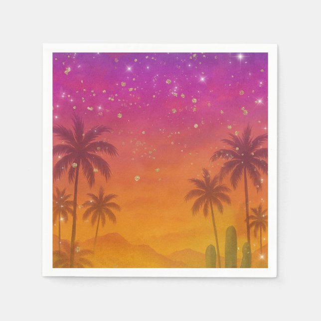 Servilleta De Papel Hacienda Sunset Vibrant Fiesta Quinceañera (Anverso)