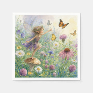 Servilleta De Papel Hada de jardín con mariposas